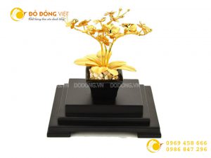 Chậu lan bằng vàng lá 24k, quà tặng đẹp tinh xảo