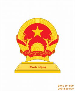 Quốc huy bằng đồng mạ vàng để bàn làm việc, quà tặng