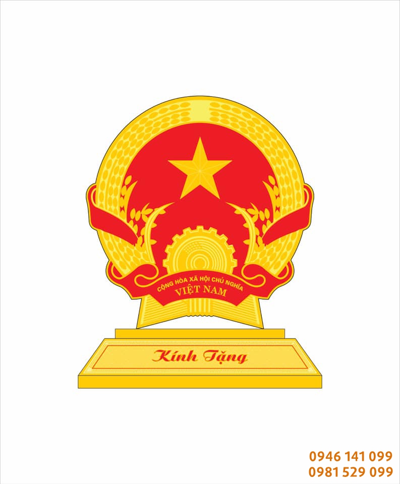Quốc huy bằng đồng mạ vàng để bàn làm việc, quà tặng