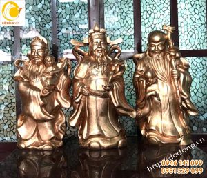 Bộ tượng tam đa, phúc lộc thọ bằng đồng đỏ 60cm