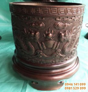 Bát hương đồng chân khánh,bát hương rồng trầu