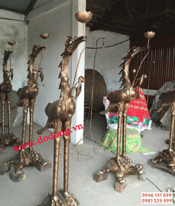 Đôi hạc thờ bằng đồng đỏ 1,7m,1,8m bày từ đường nhà thờ