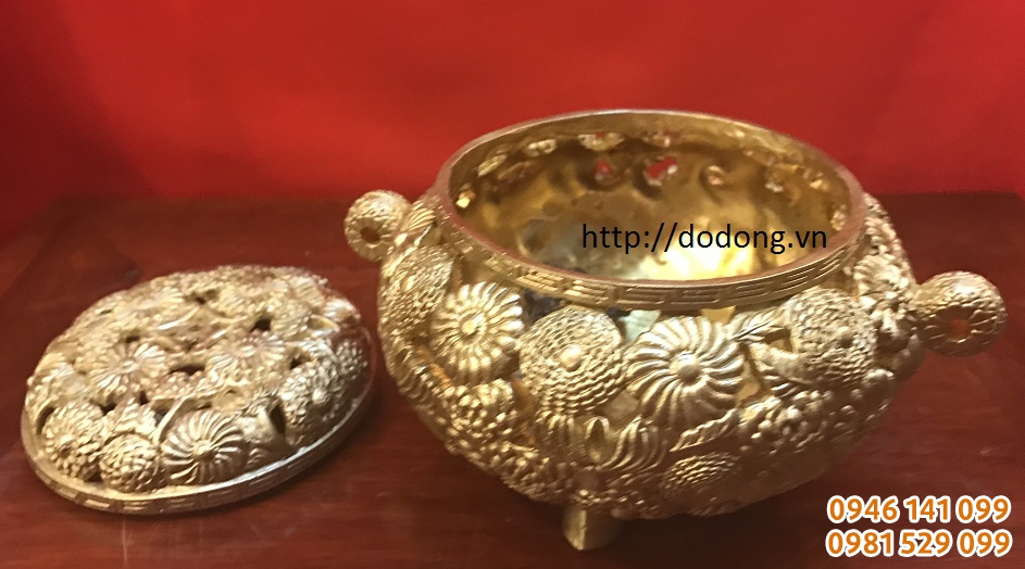 Đỉnh đồng xông trầm,lư hương đốt trầm cơ nhỏ