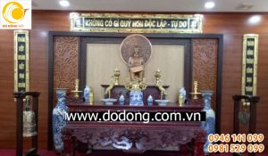Hoành phi câu đối phòng thờ Bác hồ, đại tự đồng chạm nổi