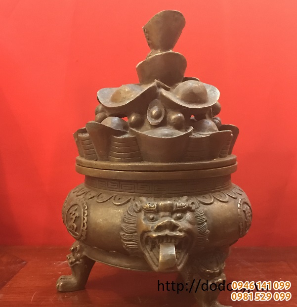 Bát vàng phong thủy bằng đồng,bát thỏi vàng 22cm
