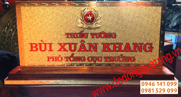 Biển chức danh Quân đội sao nổi để bàn mạ vàng