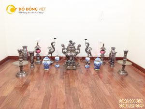 Đỉnh đồng thờ cúng khảm ngũ sắc 5 chữ vàng cao 60 cm