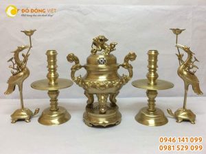 Ngũ sự đỉnh đồng 55 cm đồng thau hoa sòi