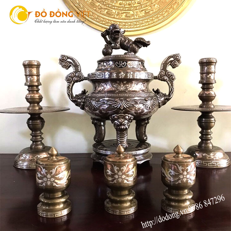 Bộ tam sự đồng tam khí cao 50cm cho bàn thờ cúng gia đình