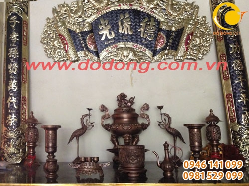 Bộ đỉnh đồng mắt cua giả cổ cao 45cm – Đỉnh đồng việt nam