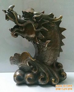 Tượng đồng cá chép hóa rồng phong thủy 20 cm