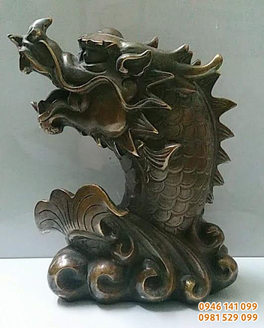 Tượng đồng cá chép hóa rồng phong thủy 20 cm