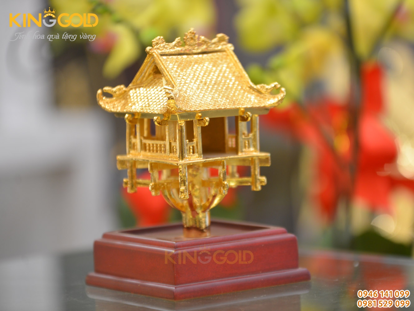 Chùa Một Cột mạ vàng 24k cao cấp của Đồ đồng Việt