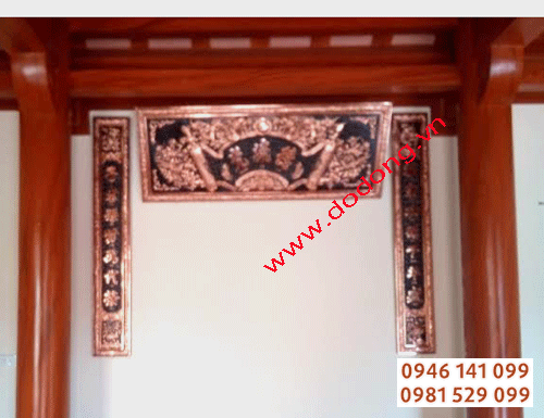 Bộ hoành phi,đại tự câu đối đồng đỏ khung đồng 155cm
