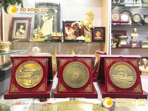 Quà tặng mặt đĩa đồng họa tiết trống đồng Đông Sơn