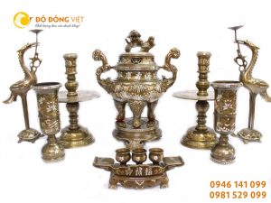 Bộ đồ thờ hưng vượng (tam khí) – DTHV 50 – Đồ đồng Việt Hải Phòng