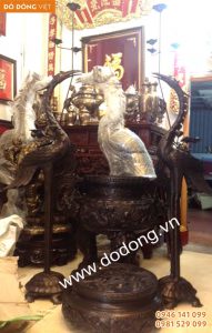 Bộ lư hương,hạc đồng hun công đức – Đồ đồng công đức