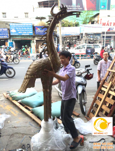 Đôi hạc thờ bằng đồng đỏ 2,5m trọng lượng 300kg