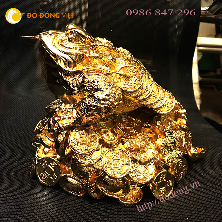 Tượng cóc đồng, cóc mạ vàng, cóc phong thủy 20cm đẹp
