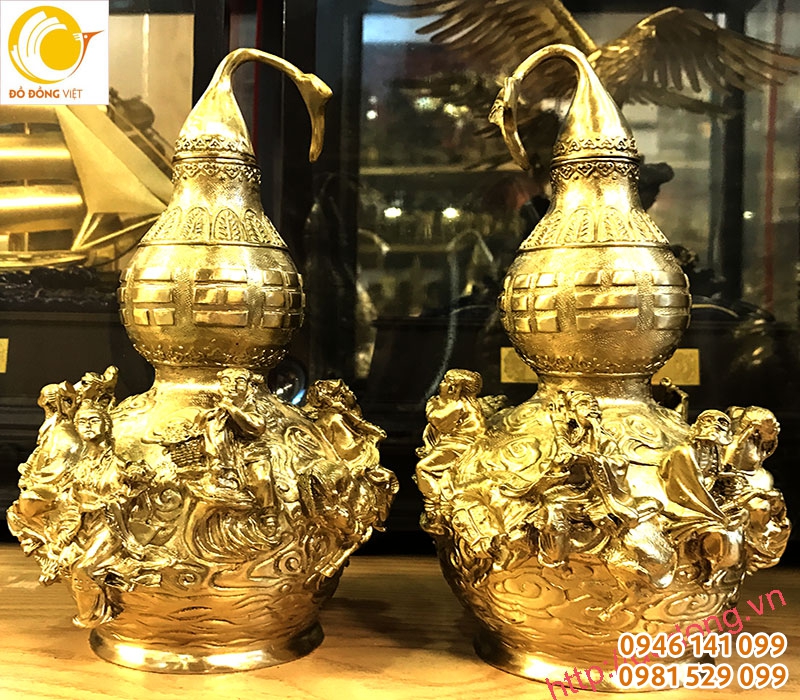 Hồ lô bát tiên bằng đồng đúc 22cm