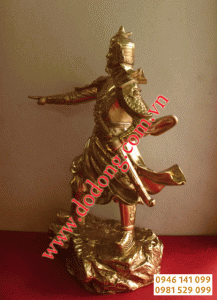 Tượng Trần hưng đạo đứng chỉ tay áo giáp 25cm – trần quốc tuấn
