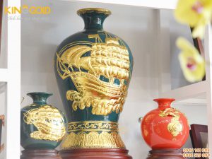 Bình gốm phong thủy mai bình tích lộc phiên bản men lam chàm cổ