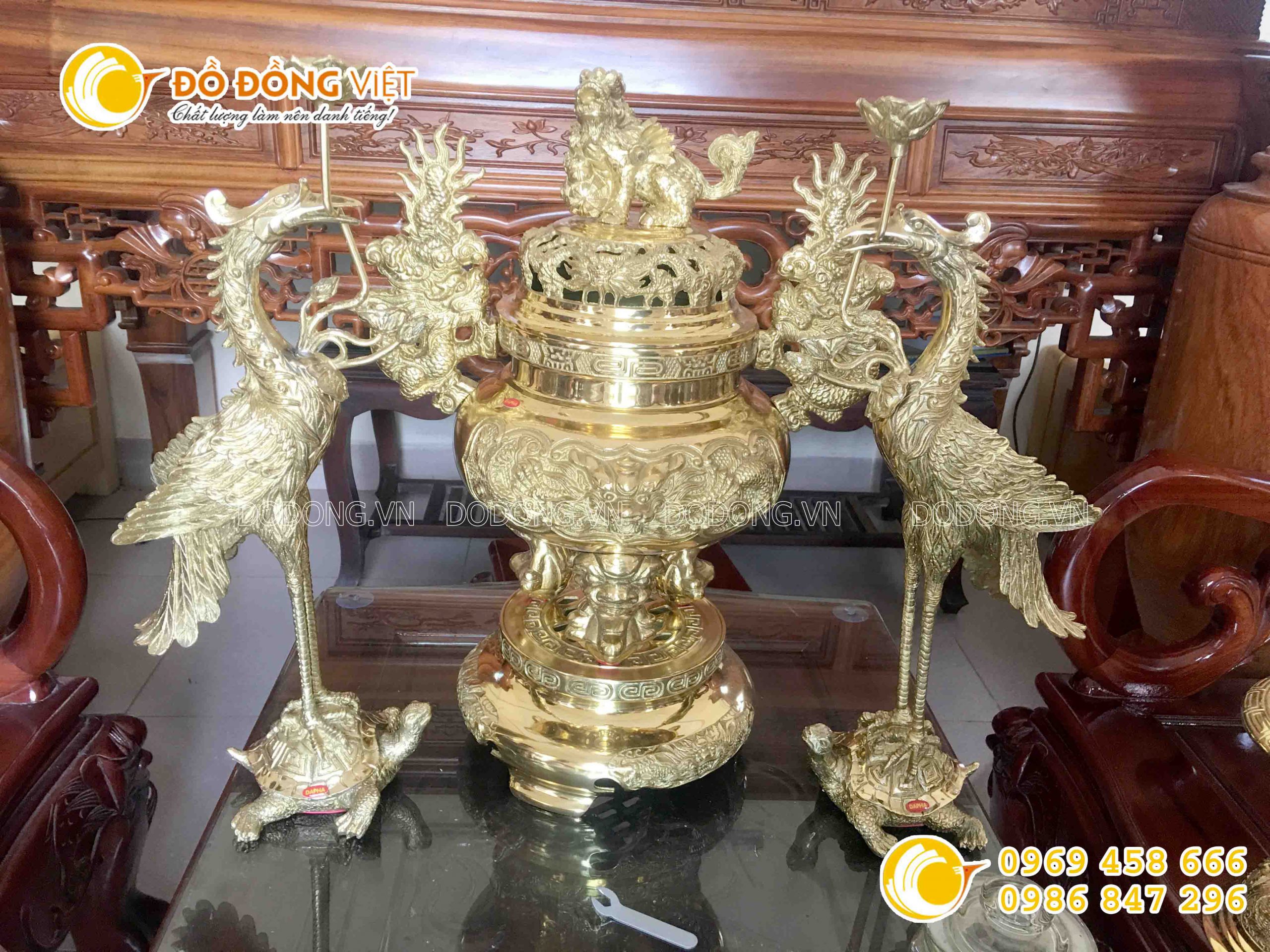 Lư đồng Dapha cao 70 cm cho ban thờ 1m97