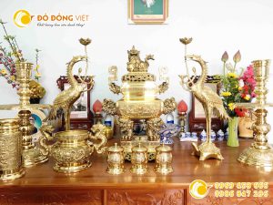 Lư đồng Vĩnh Tiến vuông, bộ lư vĩnh tiến số 5 cao 70 cm