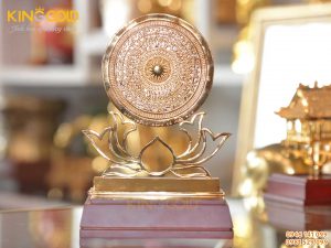 Mặt trống đồng đế hoa sen mạ vàng 24k cao cấp