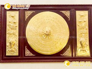 Mặt trống đồng Đông Sơn mạ vàng 24k đóng khung sang trọng