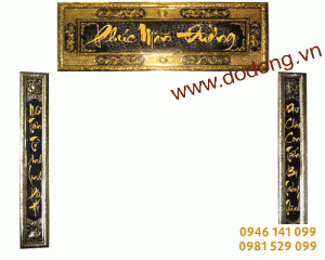 Bộ hoành phi câu đối phúc mãn đường chữ thư pháp