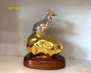 Tượng Chuột Bằng Đồng Dát Bạc Vàng Cao 18 Cm