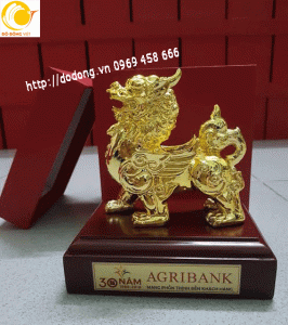 Tỳ hưu đồng mạ vàng khắc logo lời tặng