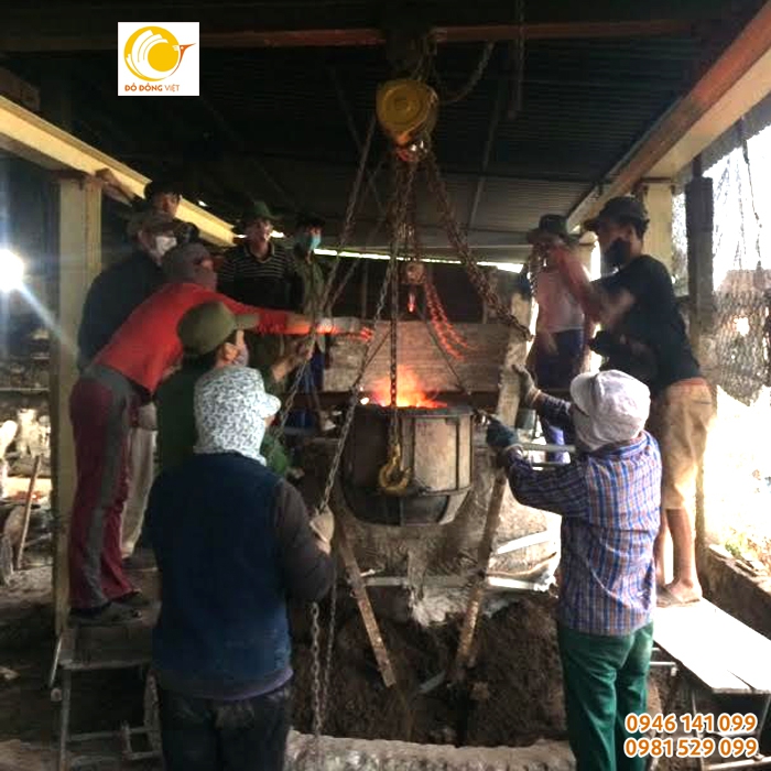 Quá trình rót đồng và khuôn mẫu tượng