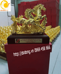 Xưởng đúc tượng song mã mạ vàng 22cm tuyệt đẹp