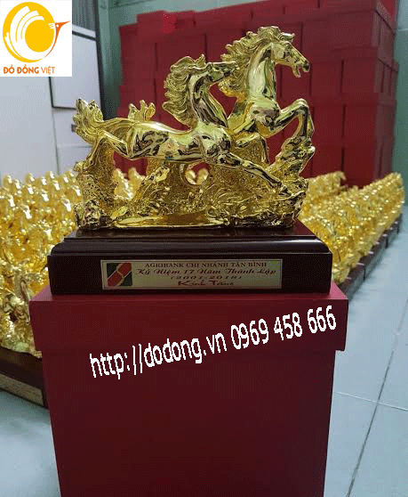 Xưởng đúc tượng song mã mạ vàng 22cm tuyệt đẹp