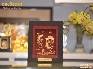 Tranh cá chép vượt vũ môn hóa rồng, giá bán tranh vàng 24k