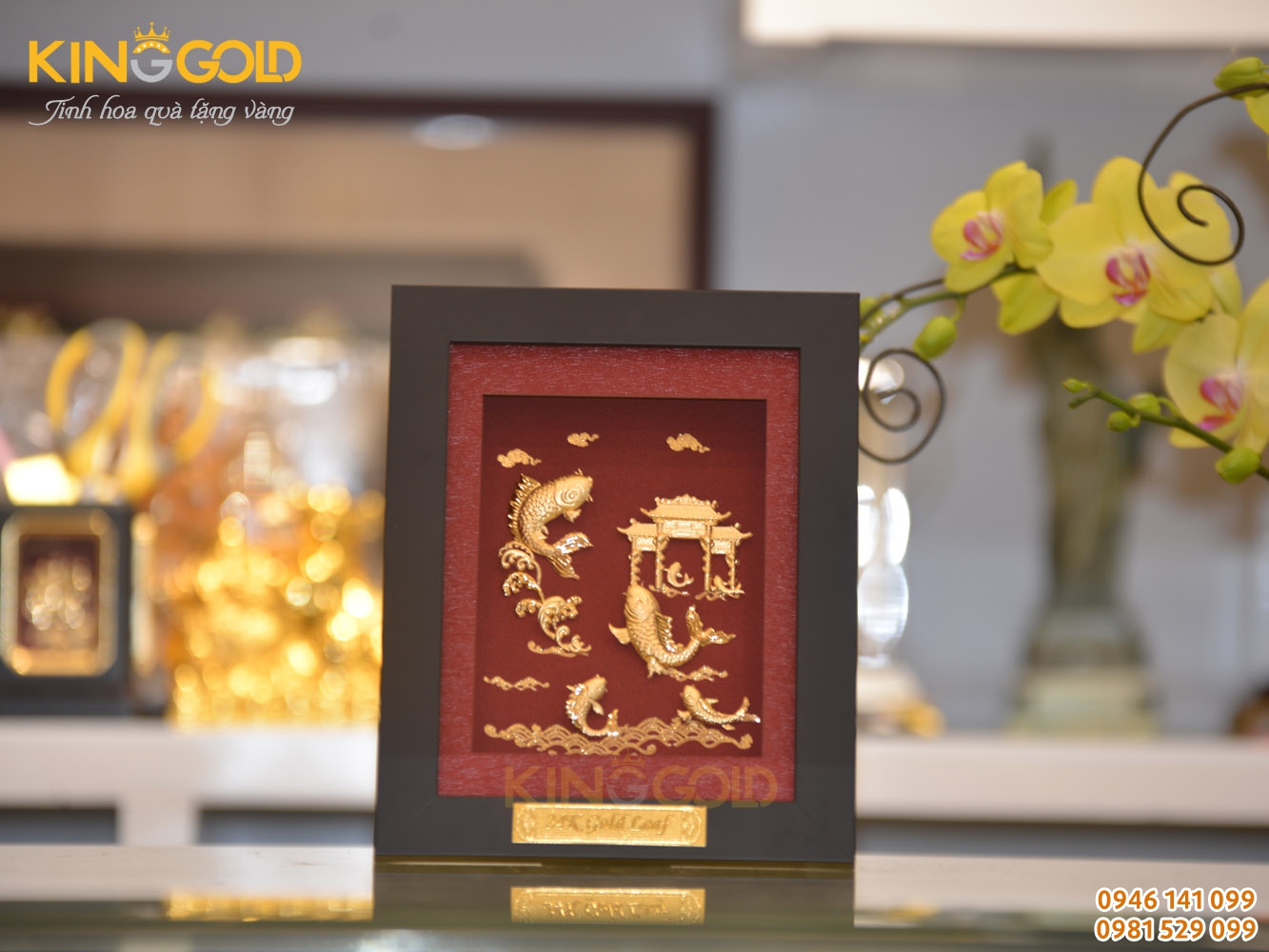 Tranh cá chép vượt vũ môn hóa rồng, giá bán tranh vàng 24k