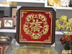Quà tặng tranh chữ Phúc bằng đồng mạ vàng 24k