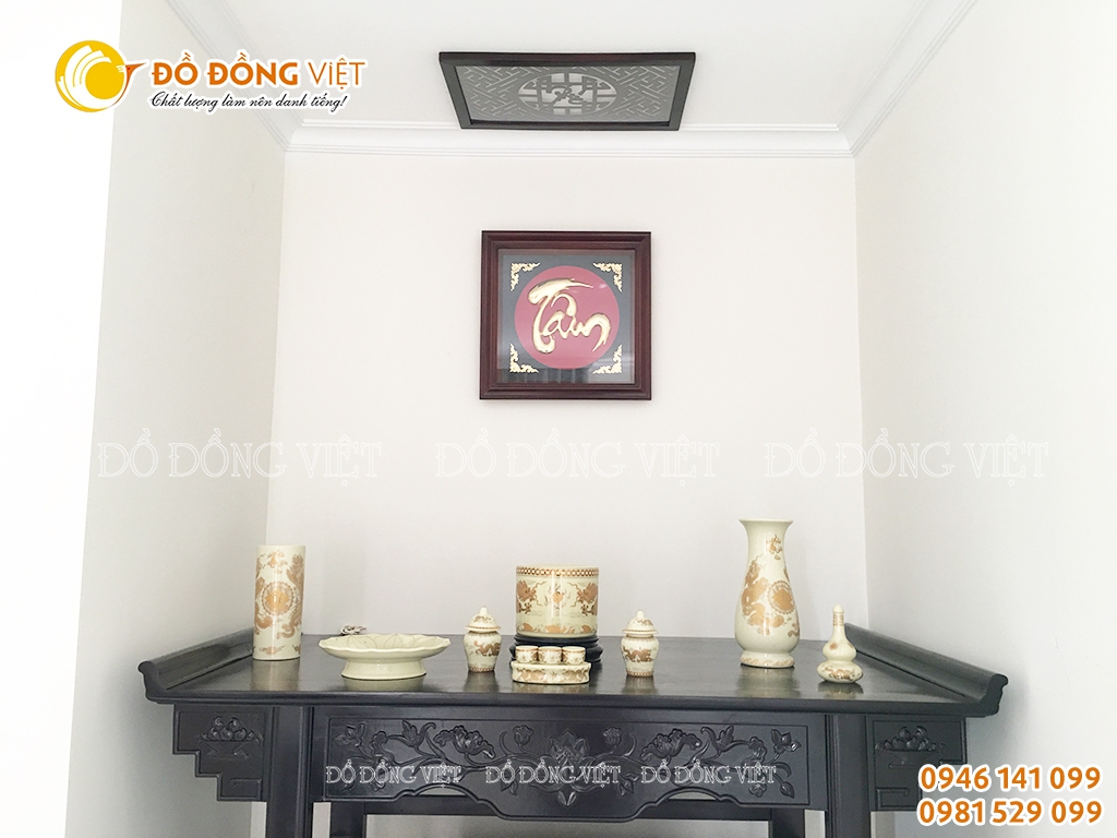 Tranh chữ Tâm thư pháp treo phòng thờ