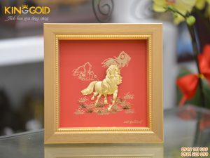 Tranh ngựa vàng 24k mã đáo thành công- quà tặng tân gia ý nghĩa