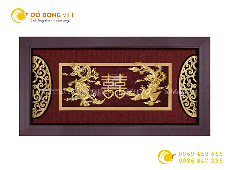 tranh vàng lá rồng phượng