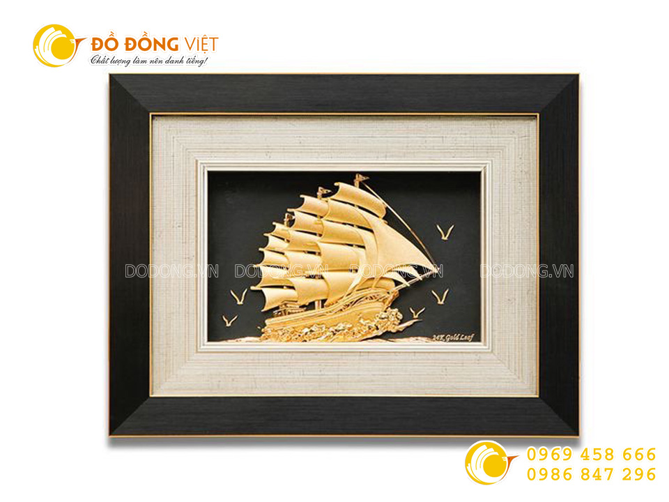 tranh thuyền buồm dát vàng 24k