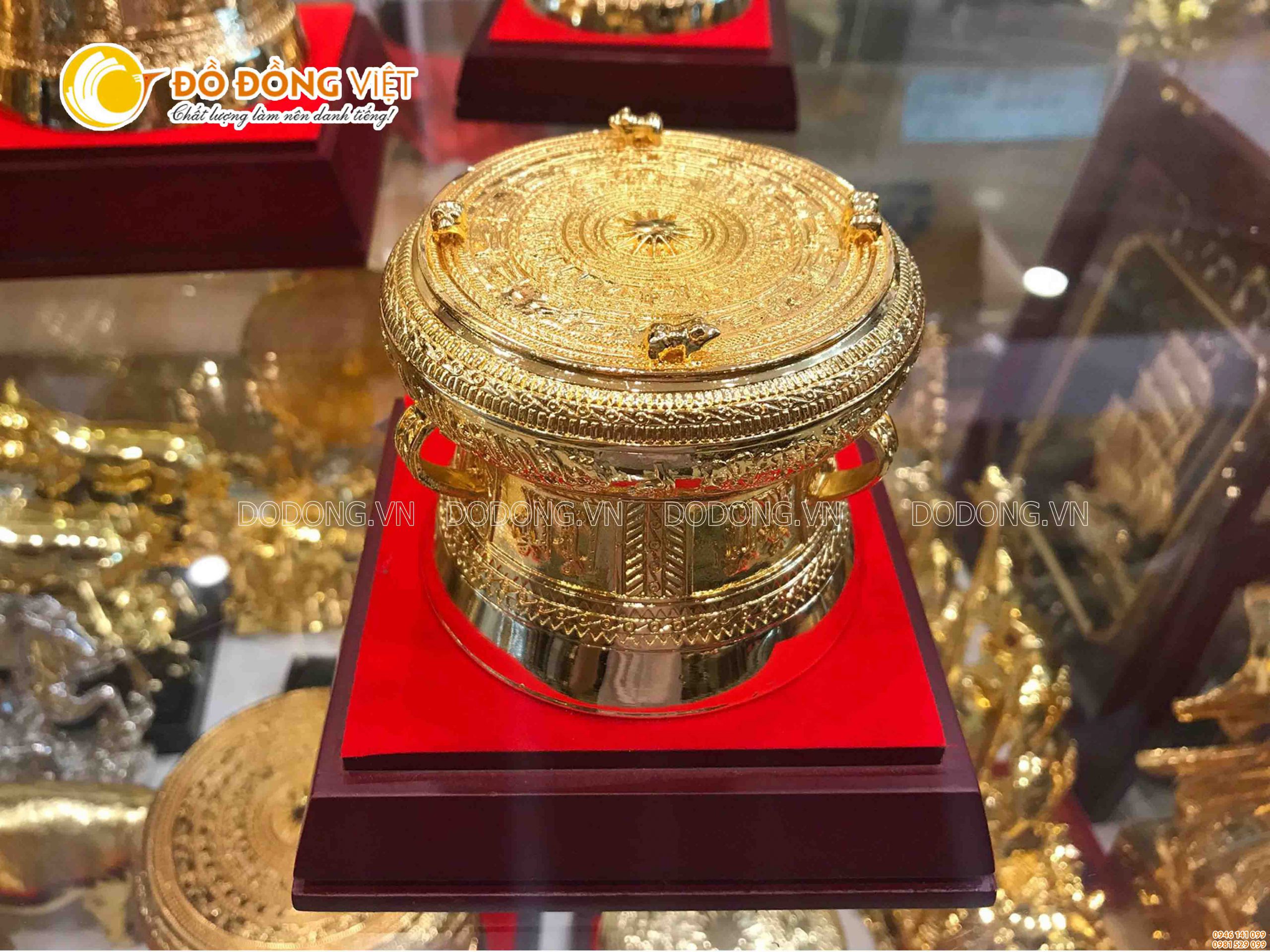 Trống đồng mạ vàng 15 cm