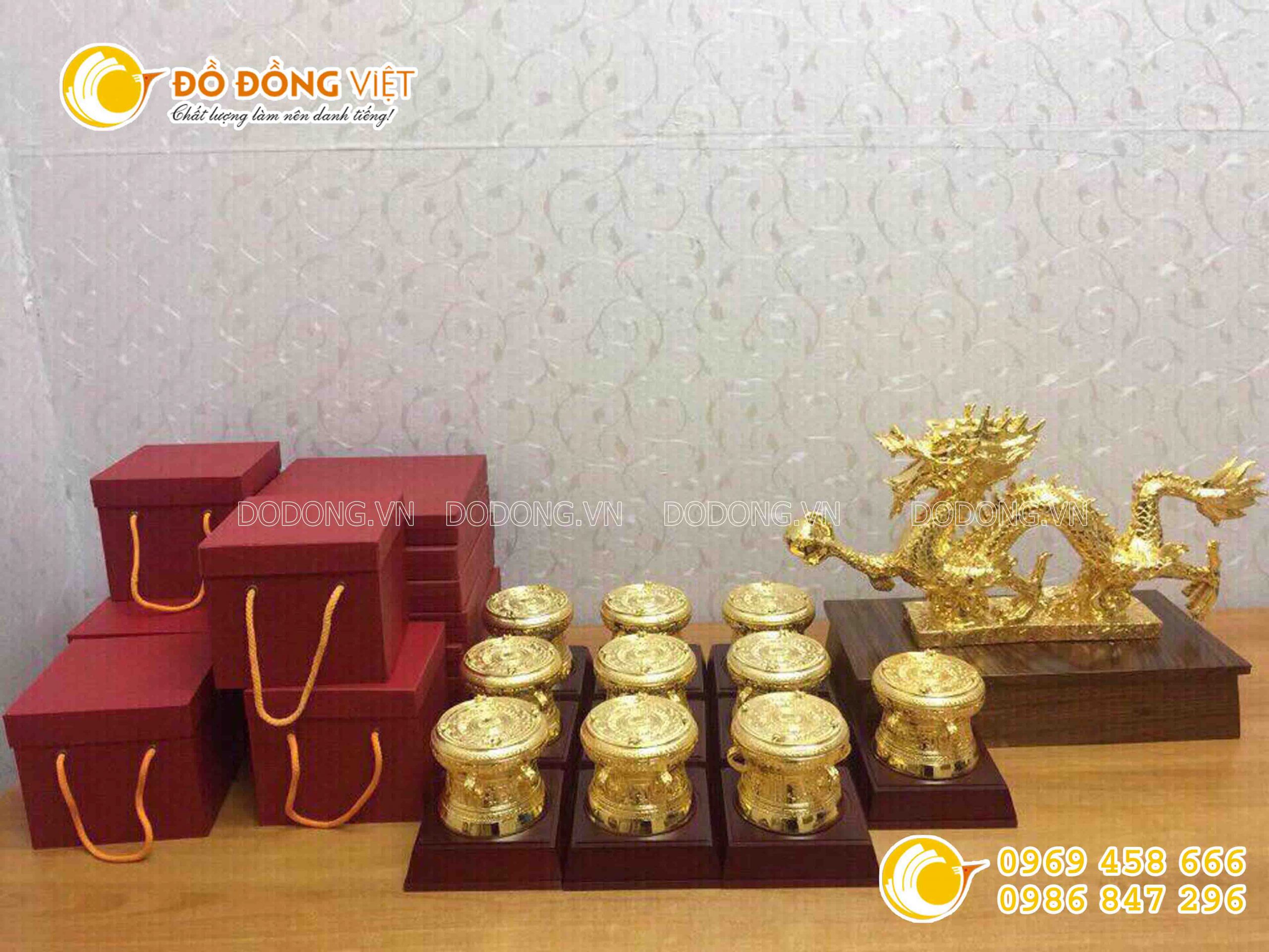 Trống đồng mạ vàng, quà tặng trống đồng lưu niệm