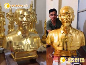Tượng bác Hồ bằng đồng mạ vàng 9999