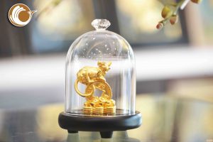 Tượng chuột bằng đồng mạ vàng, linh vật phong thủy chuột đồng