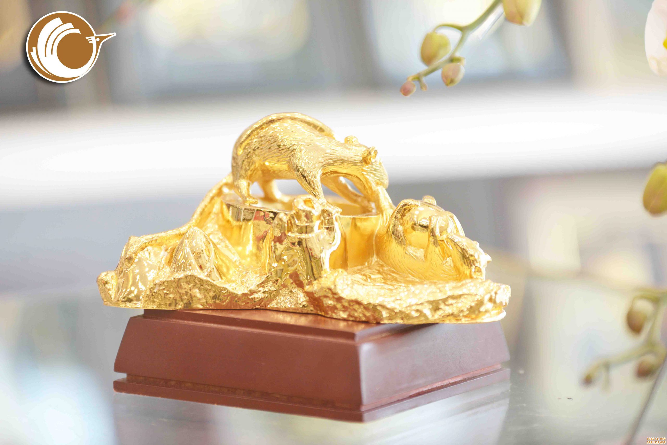Gạt tàn thuốc mạ vàng 24k, gàn tàn chuột mạ vàng