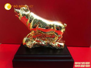 Tượng heo vàng tài lộc, quà tặng tết 2019 tượng heo mạ vàng 24k