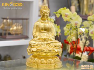 Đúc tượng Phật A Di Đà ngồi thiền dát vàng 24k sang trọng